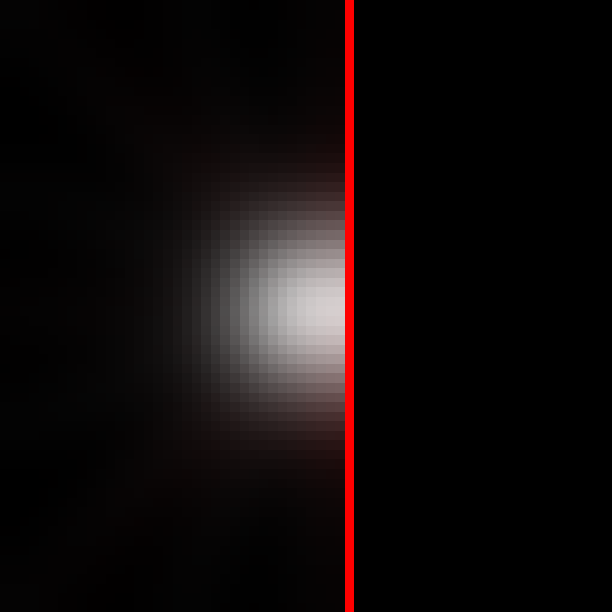 multiple steps of blurring after 16 initial rays with a single bounce of 8 rays off of an occluder.